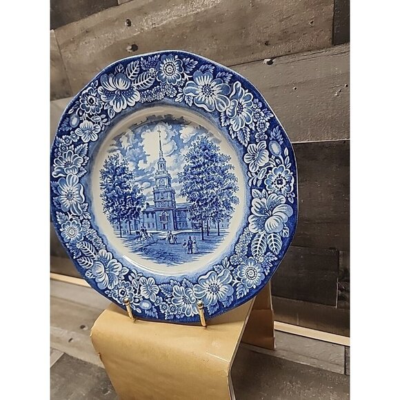 Vintage Staffordshire Ironstone Liberty Blue Independence Hall Dinner Plate  - Picture 4 of 5